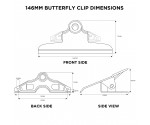 146 mm Silver Butterfly Clipboard Clip 