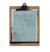 Large Clip MDF Menu Clipboard